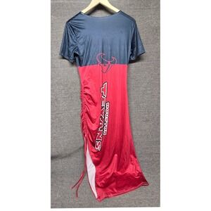Houston Texans Womens Ruched Side Slit Game Day Dress Navy Red Medium 3WDSGA92